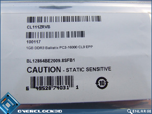 Crucial Ballistix PC3-16000 Packaging