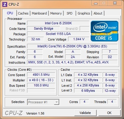Gigabyte P67A-UD7 Overclocking Result CPUz