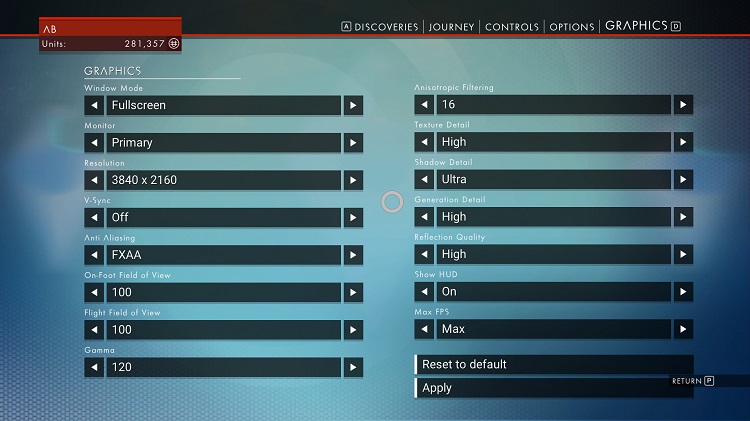 No Man's Sky PC graphical options and 4K Screenshots
