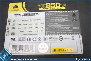 Corsair TX 850w Specs