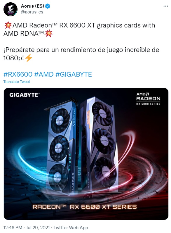 Gigabyte reveals Radeon RX 6600 XT graphics cards ahead of AMD's NDA