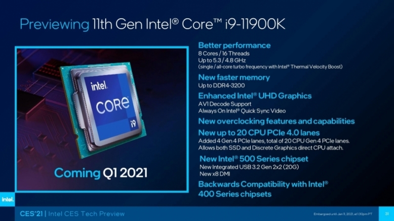 Intel's Rocket Lake-S series of desktop CPUs are due to launch next month