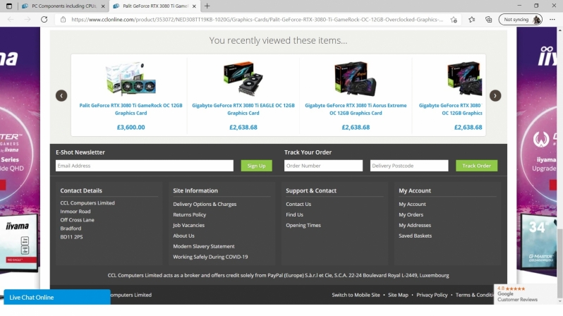 Scalping at retail - The UK Retailers that charges over £3000 for an RTX 3080 Ti...