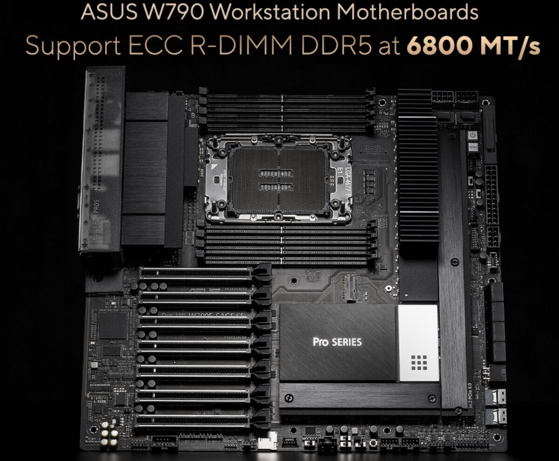 ASUS confirms that their W790 PRO motherboards will support ECC DDR5-6800 memory speeds