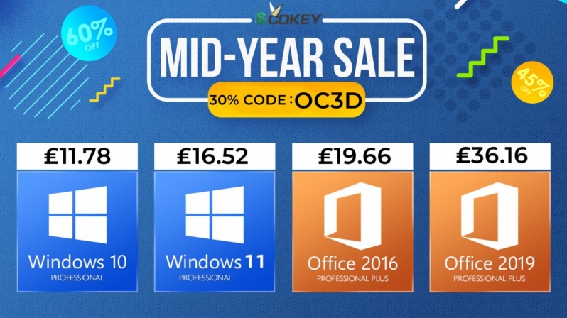 Mid-year discounts up to -91%: Windows 10 Pro at £13, Office for £20?